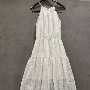 Cremieux Sophie Dress Women's Size Small‎ White Black Stripe Cottage Boho Tiered